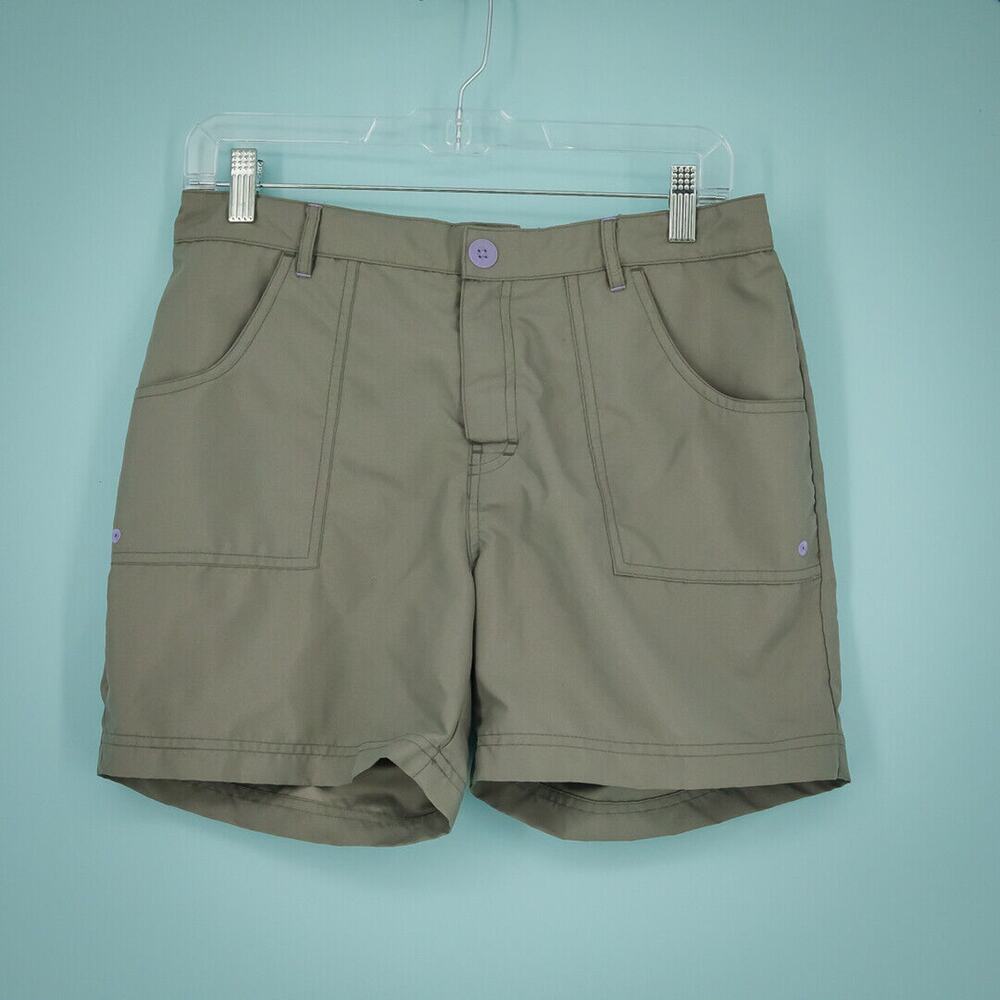 The North Face Girl's Size XL 18 Green Button Zip Hiking Outdoor Casual Shorts